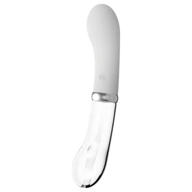 You2toys Liaison - szilikon-üveg LED vibrátor (átlátszó-fehér)
