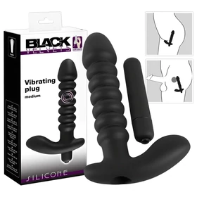 Black Velvets redős vibrátor - közepes (fekete)
