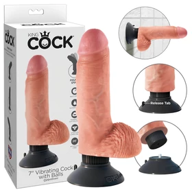 King Cock 7 tapadókorongos vibrátor (18 cm) - natúr