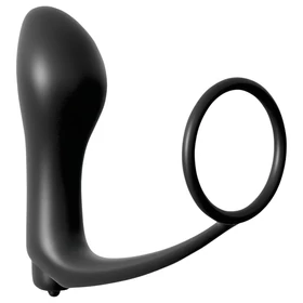 Analfantasy - ujj anál vibrátor péniszgyűrűvel (fekete)