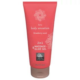HOT - Shiatsu 2in1 Strawberry scent - masszázs síkosító - eper (200 ml)
