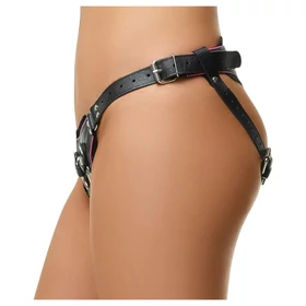 ZADO - bőr alsó felcsatolható dildóhoz BDSM (fekete, S-L)