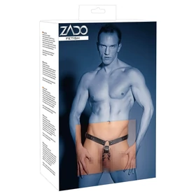ZADO - bőr tanga dildóval, 3 péniszgyűrűvel