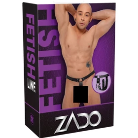 ZADO - bőr tanga dildóval, 3 péniszgyűrűvel