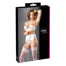 Cottelli - fűzős, csipkés mellemelő szett (fehér)