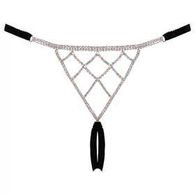 Cottelli - nyitott string tanga ezüst dísszel - fekete (S-L)