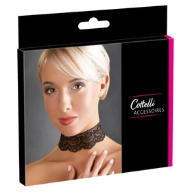 Cottelli - műbőr csipke nyakpánt BDSM jelmez kiegészítő