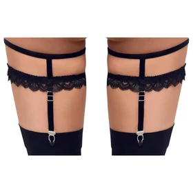 Cottelli - díszes harisnyakötő combszíj (fekete)