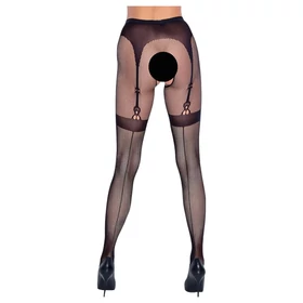 Cottelli Legwear - combfixes nyitott harisnya - fekete (S-L)