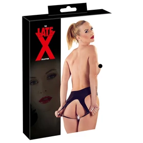 LATEX - végig nyitott női bugyi - fekete (S-L)