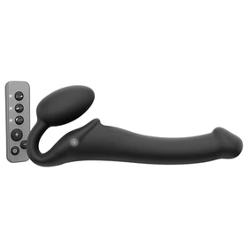 Strap-on-me M - felcsatolható vibrátor - közepes (fekete)