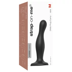 Strap-on-me Curvy M - hullámos, tapadókorongos dildó (fekete)