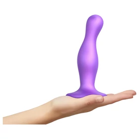 Strap-on-me Curvy M - hullámos, tapadókorongos dildó (lila)
