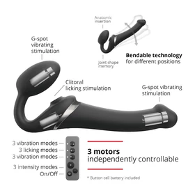 Strap-on-me S - felcsatolható, léghullámos vibrátor - (fekete)