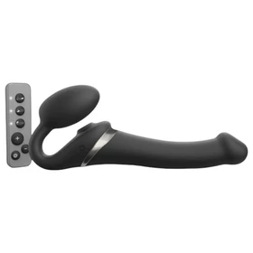 Strap-on-me M - léghullámos felcsatolható vibrátor (fekete)