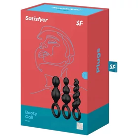 Satisfyer Booty Call - anál plug szett (fekete, 3 részes)