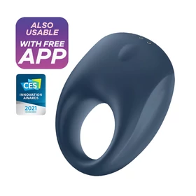 Satisfyer Strong One – App-vezérelt vibrációs péniszgyűrű, férfiaknak (kék)