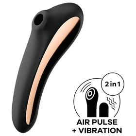Satisfyer Dual Kiss - akkus hüvelyi és csikló vibrátor (fekete)