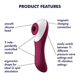 Satisfyer Dual Crush 2in1 csiklószívó + G-pont vibrátor (piros)
