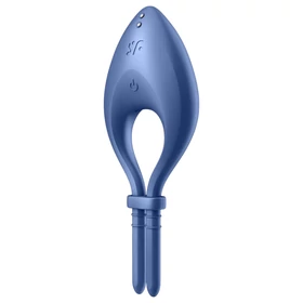 Satisfyer Bullseye – App-vezérelt vibrációs péniszgyűrű, férfiaknak (kék)