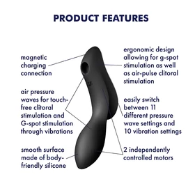 Satisfyer Curvy Trinity 2 - léghullámos 2in1 vibrátor (fekete)