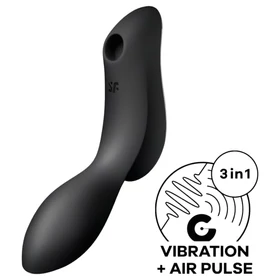 Satisfyer Curvy Trinity 2 - léghullámos 2in1 vibrátor (fekete)