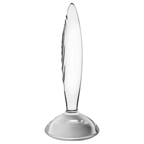 Satisfyer Sparkling Crystal - bordázott üveg dildó (átlátszó)