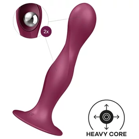 Satisfyer Double Ball-R - tapadókorongos súlyozott dildó (piros)