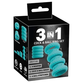 You2Toys - 3in1 pénisz- és heregyűrű szett (türkiz)