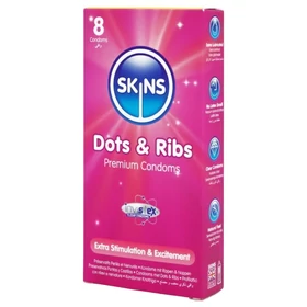 Skins - bordázott és pontozott óvszer (8 db)