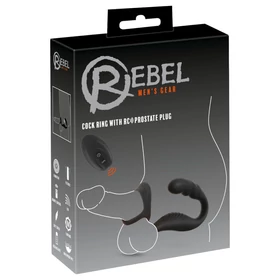 Rebel - prosztata vibrátor pénisz-és heregyűrűvel (fekete)