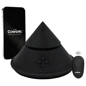 The Cowgirl Cone - app-vezérelt prémium szexgép - 2 cserélhető feltéttel, 20 rezgésmód (fekete)
