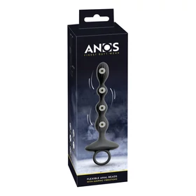 Anos - 2 motoros anál vibrátor mozgó golyókkal (fekete)