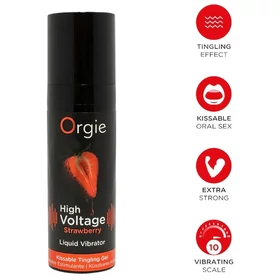Orgie High Voltage - folyékony vibrátor - eper (15 ml)