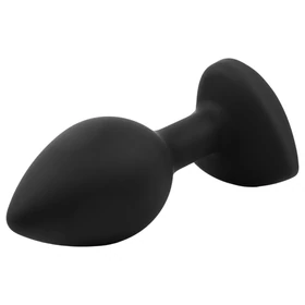 Sunfo - szilikon anál plug szíves piros kővel (fekete)