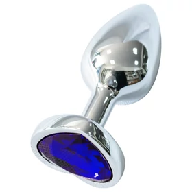 Sunfo - fém anál plug szív alakú sötétlila kővel (ezüst)