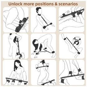 Lonely - állítható terpesztő rúd és bilincsek (fekete)