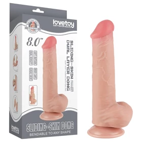 Lovetoy Sliding-Skin - herés kétrétegű dildó - 20,8 cm (testszínű)