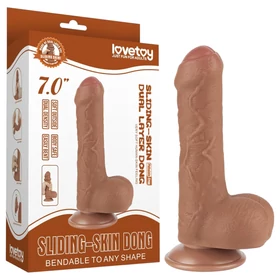 Lovetoy Sliding-Skin - herés kétrétegű dildó - 18,3 cm (testszínű)