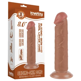 Lovetoy Sliding-Skin - tapadókorongos kétrétegű dildó - 20 cm (natúr)