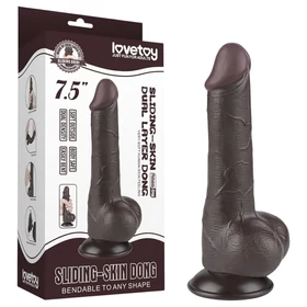Lovetoy Sliding-Skin - herés kétrétegű dildó - 19,5cm (barna)