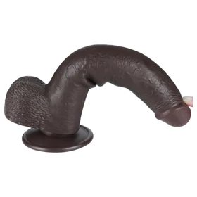 Lovetoy Sliding-Skin - tapadókorongos kétrétegű dildó - 20,8 cm (barna)