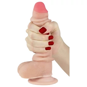Lovetoy Sliding-Skin - kétrétegű dildó - 18 cm (natúr)
