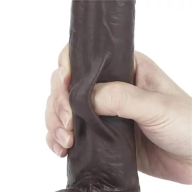 Lovetoy Sliding-Skin - kétrétegű dildó - 23 cm (barna)
