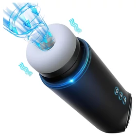 Leopard - fel-le mozgó, szívó-vibráló maszturbátor (fekete)