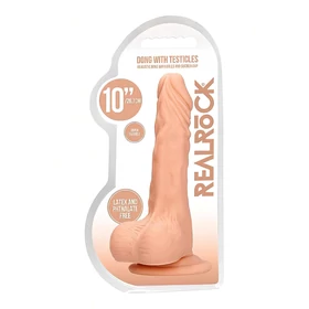RealRock Dong 10 - élethű, herés dildó (25cm) - natúr