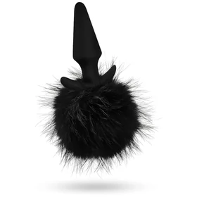 Anal Adventures Platinum - anál plug nyuszifarokkal (fekete)
