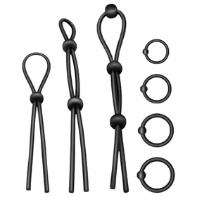 Addicted Toys - szilikon péniszgyűrű szett - 7 db (fekete)