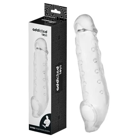 Addicted Toys - péniszköpeny heregyűrűvel - 23cm (áttetsző)