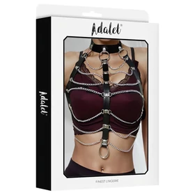 Adalet Hilda - vegán bőr láncos hám (fekete)